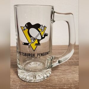 Vintage 1991 Pittsburgh Penguins Glass Beer Mug Hockey NHL